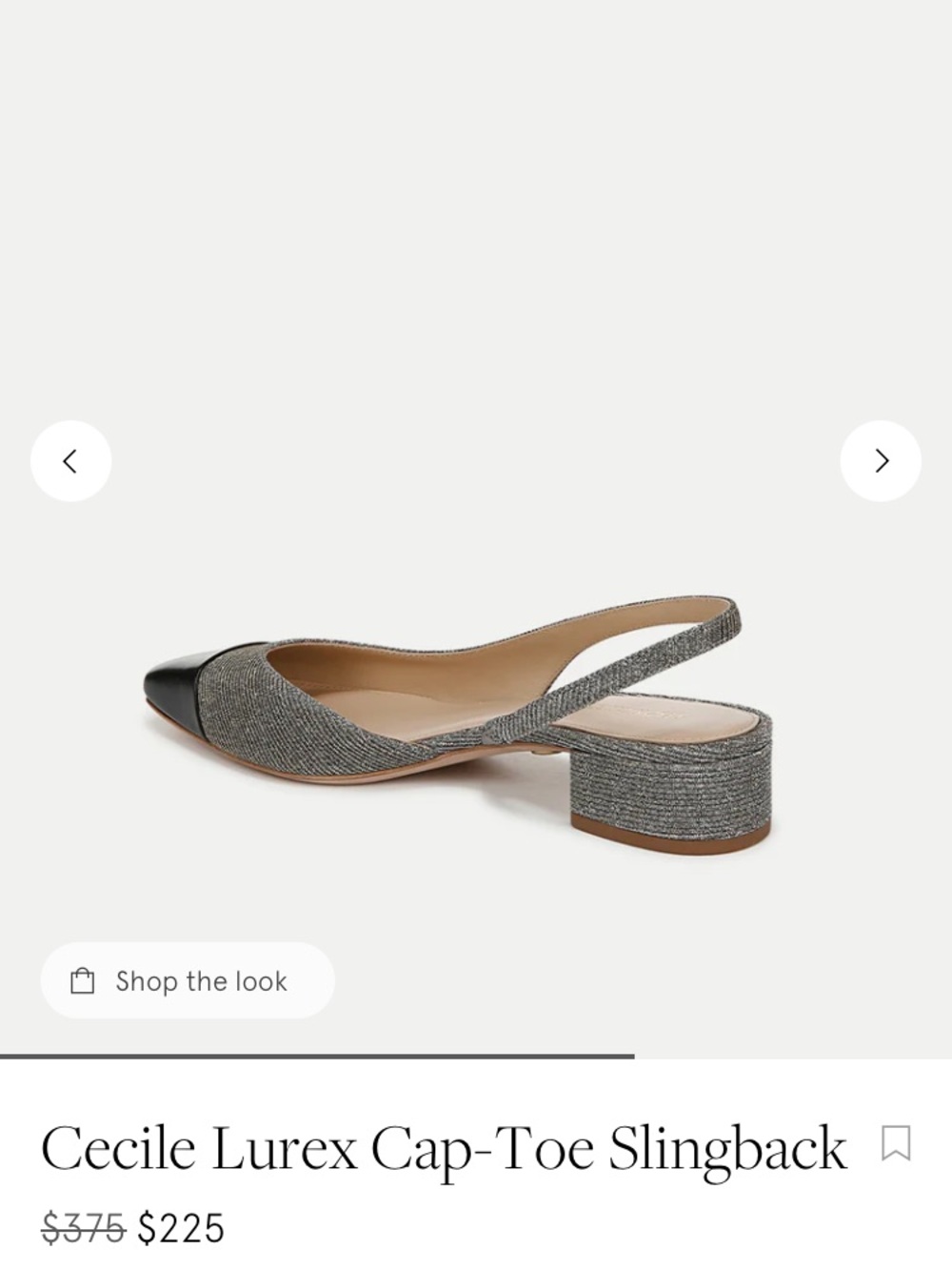 Veronica Beard Silver Glitter Slingback Flats with Black Cap Toe - Picture 15 of 15